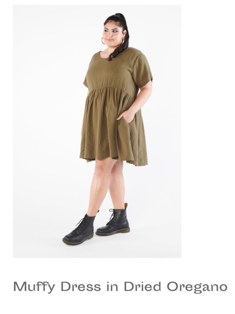 Olive Green Muffy Mini Dress - Women's Relaxed Babydoll